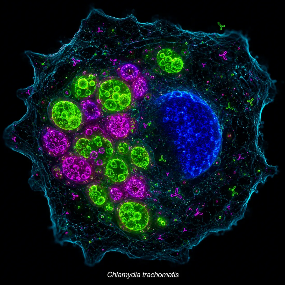 Chlamydia trachomatis 沙眼衣原体包涵体示意荧光图
